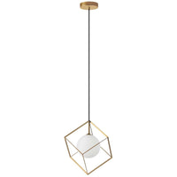 Dainolite Thomson 1 Light Pendant Gold Finish Opal White Glass Lamp