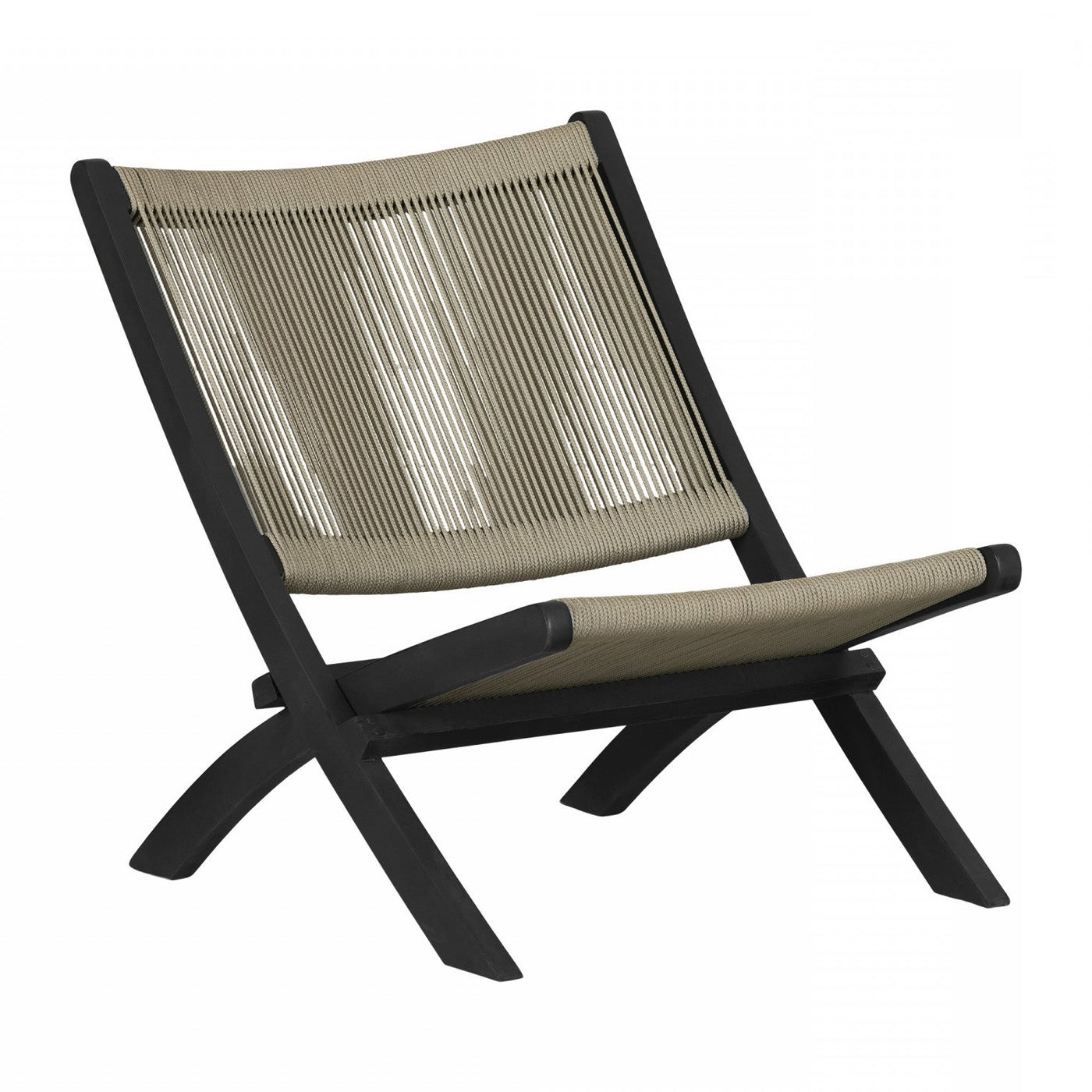 Agave Wood Rope Lounge Chair – Beige/Black