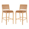 Philip Modern Rubber Wood Bar Stool Set of 2 with Woven Back Support,Natural | Philip – Lot de 2 tabourets de bar modernes en bois d’hevea avec dossier en tressage, finition naturelle