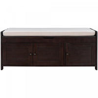 Olivia Pine Wood Storage Bench With 3-door Shoe Cabinet With Hidden Compartment - Espresso 