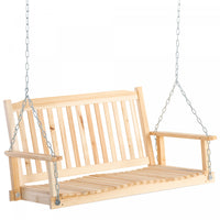Outsunny 2-people Porch Swing Bench With 2 Hanging Chains For Deck Natural