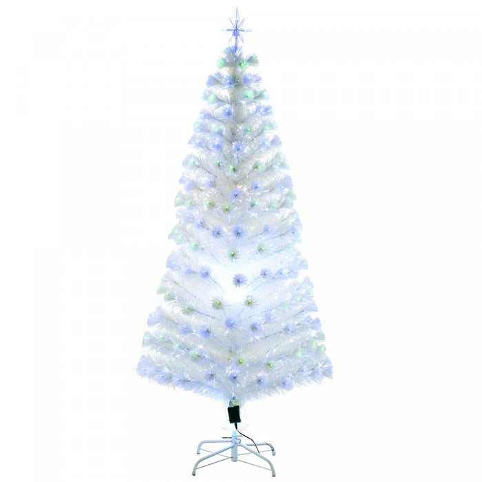 Homcom 6ft Artificial Fiber Optic Pre-lit Christmas Tree With 220 Led Lights And Branch Tips