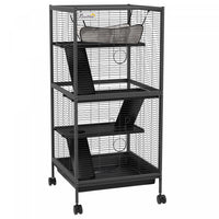 Pawhut 4-tier Rolling Small Animal Cage, Deluxe Guinea Pig Cage, Ferret Cage For Mink Chinchilla Kit