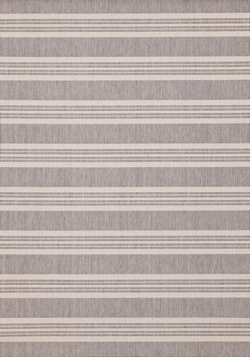 Jackson Cream Taupe Banded Stripes Rug, 5'3\" x 7'7\" Outdoor Area Rug