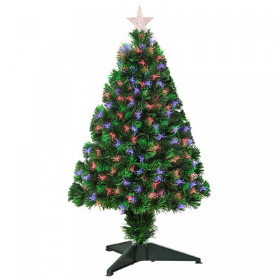 Homcom 2.5ft Prelit Artificial Tabletop Christmas Tree With Fiber Optics And 85 Tips|Homcom Arbre De Noel De Table Artificiel Pre-eclaire De 2.5 Pieds Avec Fibre Optique Et 85 Embouts