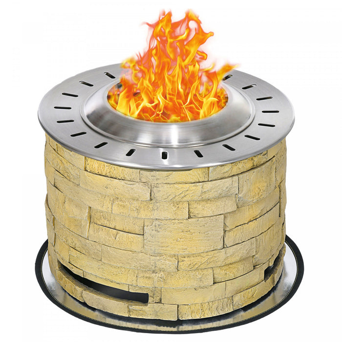 Outsunny Smokeless Fire Pit With Mat, 20\" Firepit, Magnesium Oxide, Yellow