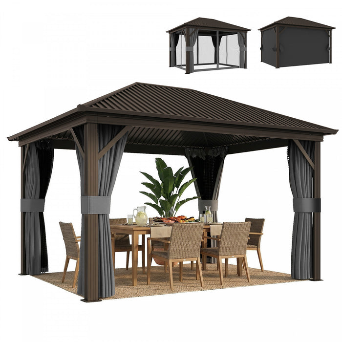 Outsunny 10' x 12' Outdoor Hardtop Gazebo Patio Gazebo, Dark Grey