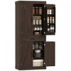 72\" Kitchen Pantry Cabinet, Kitchen Storage Cabinet with Barn Doors, Brown