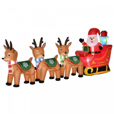 Homcom 4.5ft Santa In Sledge Reindeer Inflatable Christmas Decoration|Homcom Decoration Gonflable De Noel