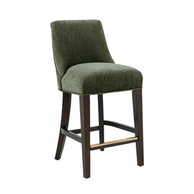 Beever Modern Chenille Wood Counter Stool in Forest Green | Tabouret de comptoir moderne en chenille Beever avec structure en bois, vert foret