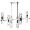 Dainolite Samantha 12 Light Horizontal Chandelier Polished Chrome Clear Fluted Glass Lamp