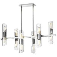 Dainolite Samantha 12 Light Horizontal Chandelier Polished Chrome Clear Fluted Glass Lamp