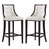 Fifth Avenue Traditional Wood Upholstered Barstool in Pearl White - Set of 2