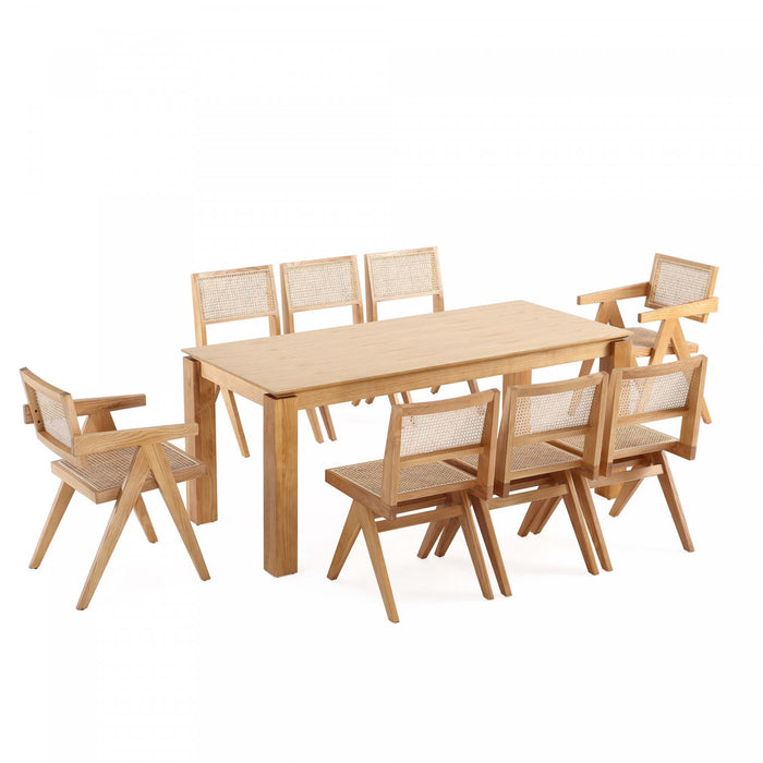 Hamlet and Rockaway Modern Industry Chic 9-Piece Dining Set in Natural Dining Room Set