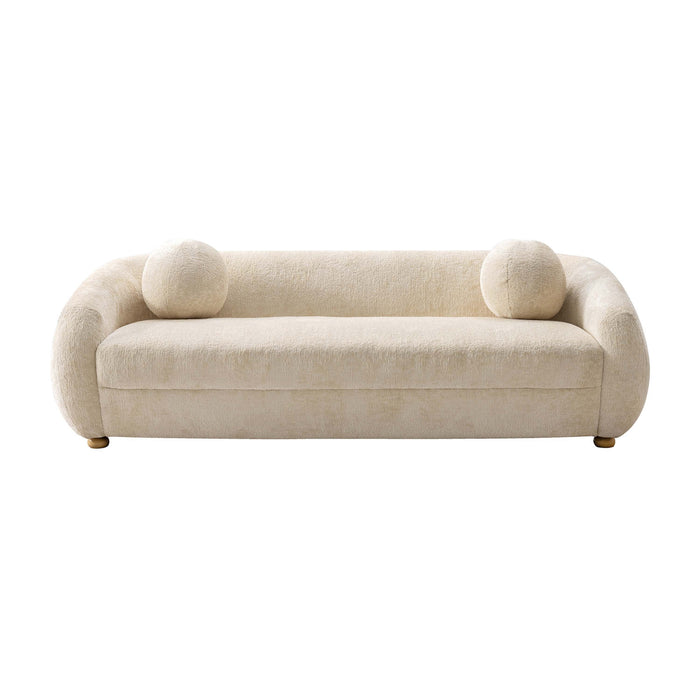 Tribeca Mid-Century Modern 86\" Chenille Sofa in Cream