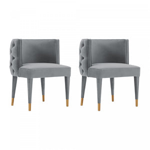 Maya Modern Velvet Dining Chair in Gray - Set of 2