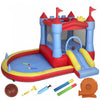 Qaba Bouncy Castle for Kids, 11.2x8.4FT Inflatable Bounce House with Slide, Pool/Ball Pit, Basketball Hoop, Jumping Castle with Basketball, Water Blaster, Blower for Indoor Outdoor