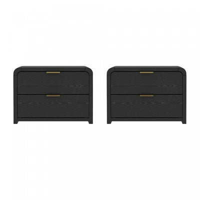 Grace Modern 28" Nightstand in Black and Gold (2-Drawer) - Set of 2 | Table de nuit moderne Grace 28" en noir et or (2 tiroirs) - Lot de 2