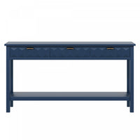 Oliver 60'' Fir Veneer Entryway Table with Honeycomb Design and Drawers, Navy Blue Sofa Table  