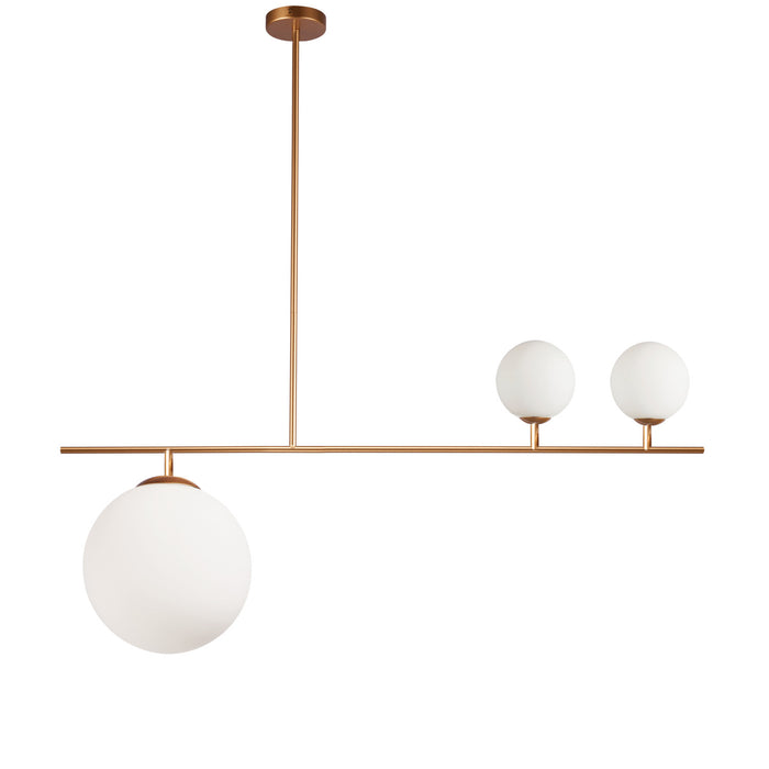 Dainolite Orion 3 Light Pendant Gold Finish White Glass Lamp