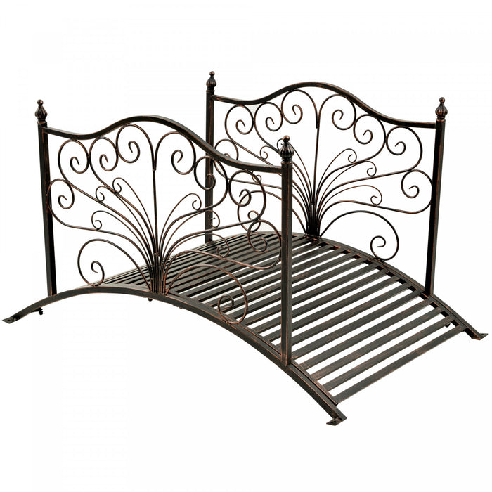 Outsunny 4ft Metal Garden Bridge Decorative Arc Bridge With Guardrails Black Bronze