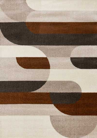 Marley Geometric Curves Taupe Oxblood Area Rug - 5'3" x 7'7"|Carpette Marley taupe et sang-de-bœuf à motif de courbes géométriques - 5 pi 3 po x 7 pi 7 po