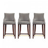 Shubert Modern Wood Upholstered Counter Stool in Dark Taupe - Set of 3