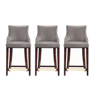 Shubert Modern Wood Upholstered Counter Stool in Dark Taupe - Set of 3 | Tabouret de comptoir moderne en bois avec assise rembourree Shubert, taupe fonce - Lot de 3