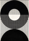 Florence Black White Stripes and Hollow Circle Modern Design, 2'7\" x 4'11\" Indoor Area Rug