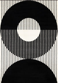 Florence Black White Stripes and Hollow Circle Modern Design, 2'7