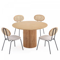 Hathaway and Jardin Modern Industry Chic 5-Piece Dining Set in Oatmeal and Natural Dining Room Set 