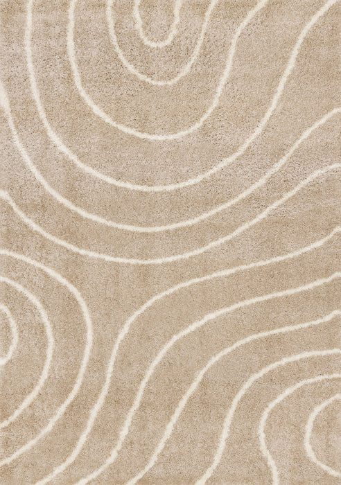 Fairmont Taupe Cream Curved Lines Rug, 5'3\" x 7'7\" Indoor Area Rug