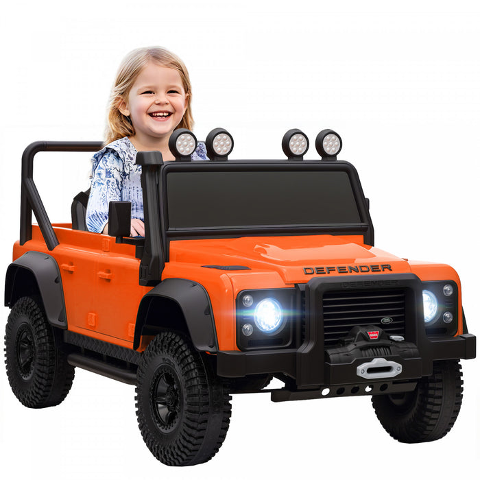 Qaba Land Rover Licensed Electric Car For Kids, 12v 7ah Battery Powered Ride On Truck With Remote Control, Spring Suspension, 3 Speeds Electric Vehicle For Age 3-5, Orange