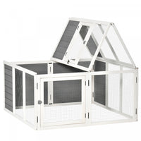 Pawhut Rabbit Hutch, Wooden Guinea Pig Hutch Bunny Cage With Openable Foldable Top, Door, For 1-4 Ra