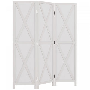Homcom 3-panel Privacy Screen With Foldable Design Wood Frame White 5.6ft