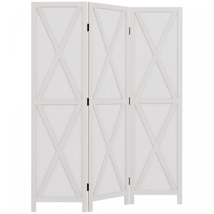 Homcom 3-panel Privacy Screen With Foldable Design Wood Frame White 5.6ft