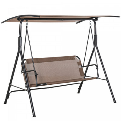 Outsunny 2-person Patio Swing Chair With Adjustable Canopy For Porch Garden|Outsunny Chaise Balancoire De Patio Pour 2 Personnes Avec Auvent Reglable