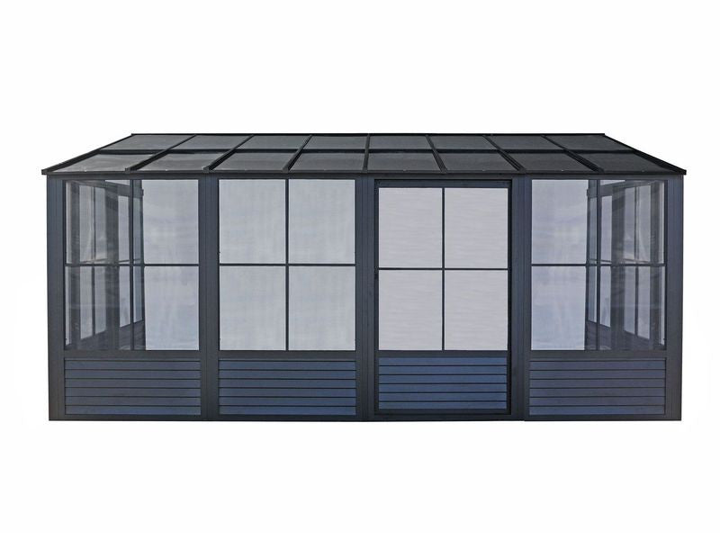 Florence - Wall Mounted Solarium 10x16 Polycarbonate Roof In Black