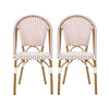 Julien Faux Ratten and Aluminum French Bistro Chairs, Set of 2 - White and Red