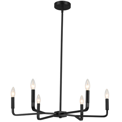 Dainolite Colette 6 Light Chandelier Matte Black Lamp|Lustre Colette de Dainolite avec fini noir mat et 6 ampoules