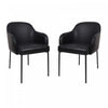 Loft Contemporary Vegan Leather Metal Armchair in Black - Set of 2