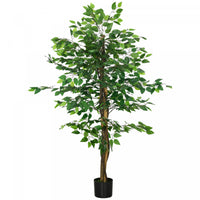 HOMCOM 5ft Artificial Trees Ficus, Decorative Fake Plant for Home Decor