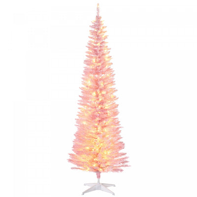 Homcom 6' Prelit Artificial Christmas Tree With Warm White Led Lights|Homcom Arbre De Noel Artificiel Illumine 6 Pi Avec Lumieres Led Blanc Chaud