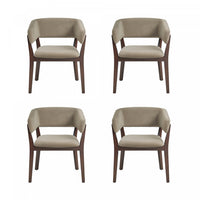 Blake Modern Faux Mohair Wood Armchair in Linen - Set of 4 Dining Chair 