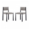 Lennor Mid-Century Modern Boucle Metal Side Chair in Mushroom - Set of 2