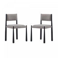Lennor Mid-Century Modern Boucle Metal Side Chair in Mushroom - Set of 2 