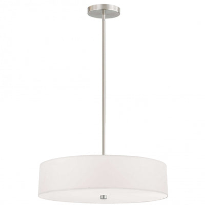 Dainolite Everly 4 Light Pendant Satin Chrome Finish White Shade Lamp|Luminaire suspendu Everly de Dainolite avec abat-jour blanc, fini chromé satiné et 4 ampoules