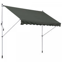 Outsunny 10x5ft Manual Retractable Awning, Patio Sun Shade Canopy Shelter With 5.6-9.2ft Support Pol