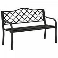 Outsunny 2-seater Garden Bench Steel Outdoor Loveseat W/ Armrests, Black