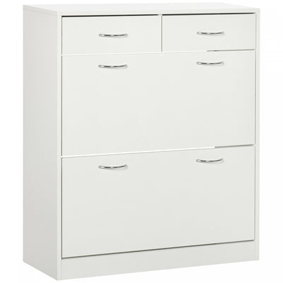 HOMCOM Entryway Shoe Cabinet with 2 Flip Drawers for 12 Pairs of Shoes